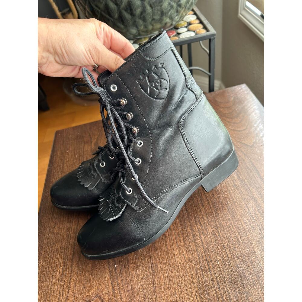Ariat Lacer Heritage Black Leather Kiltie Boots 6 Woman’s - Picture 6 of 10